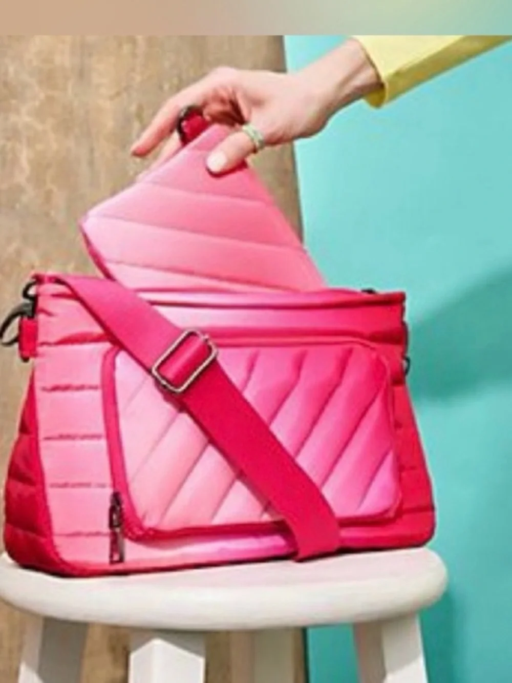THINK ROYLN Quilted Hot Pink Tablet Sleeve Set with Detachable Strap